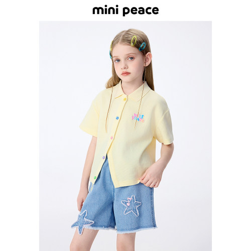 MINIPEACE太平鸟童装女童儿童短袖T恤翻领宝宝POLO衫夏装上衣新款