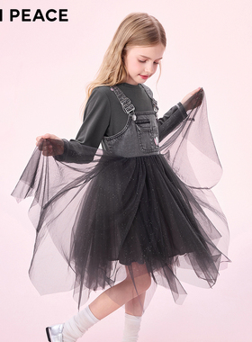 【时尚系列】MINIPEACE太平鸟童装连衣裙牛仔拼接背带裙秋季新款