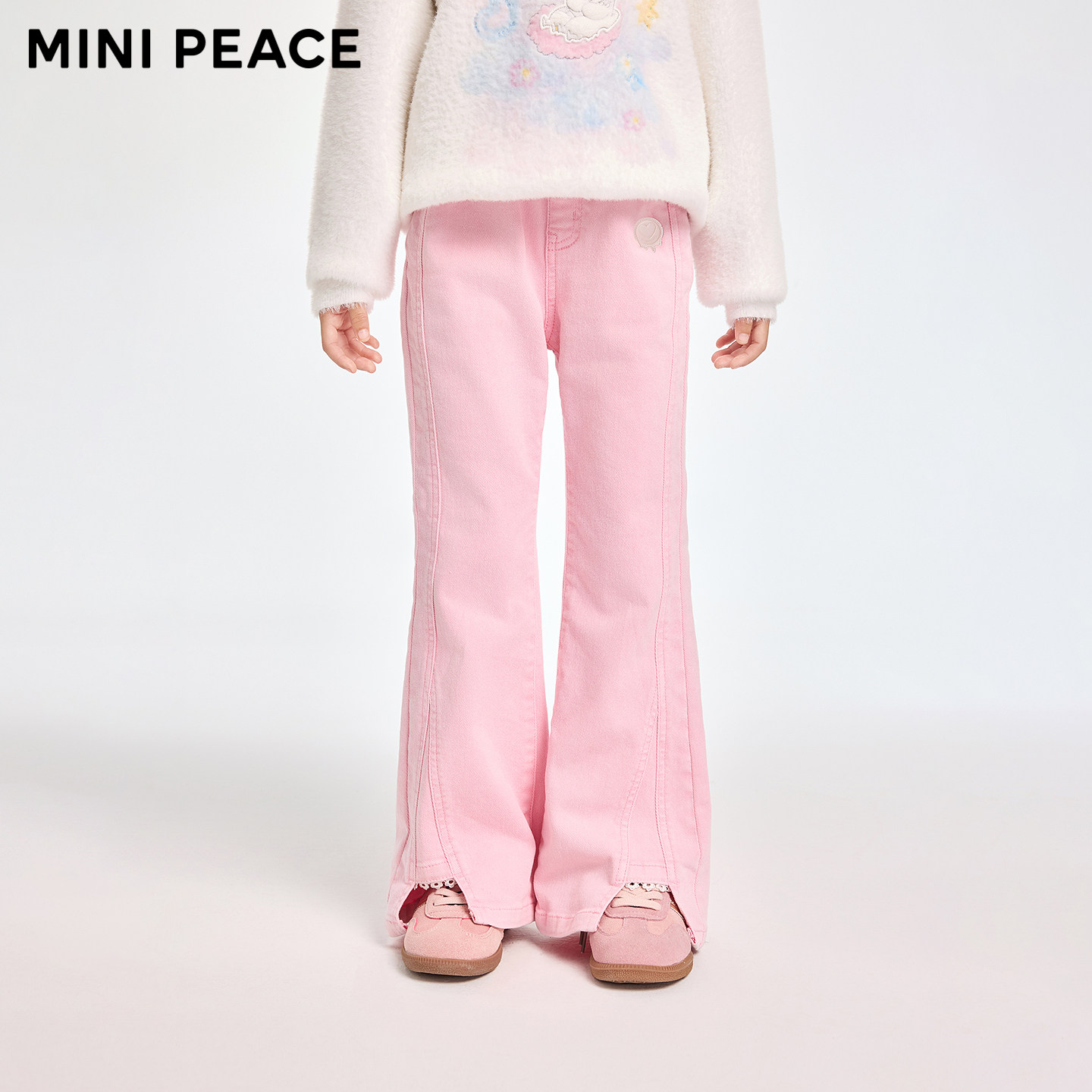 【专柜同款】MINIPEACE太平鸟童装女童牛仔裤秋冬长裤儿童喇叭裤