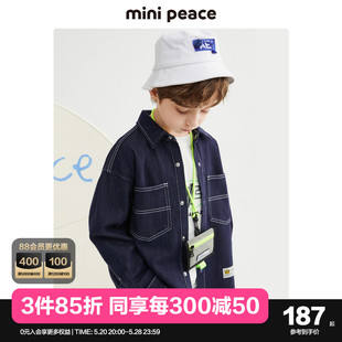 春秋款 男童牛仔衬衫 牛仔蓝儿童衬衫 minipeace太平鸟童装 夹克外套