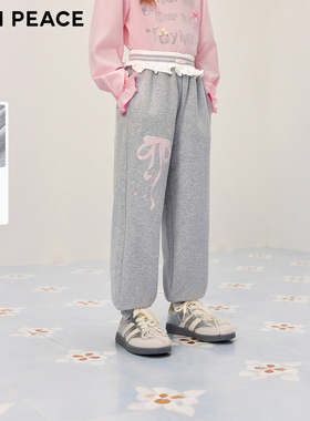 [5A抑菌]MINIPEACE太平鸟童装女童运动裤春季蝴蝶结儿童卫裤长裤