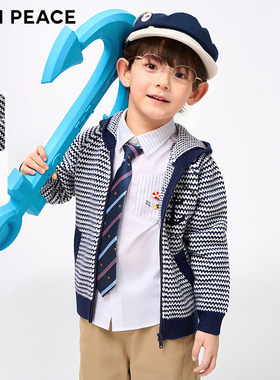 [羊毛衫]【专柜同款】MINIPEACE太平鸟童装男童春季连帽针织开衫