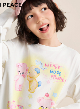 [7A抑菌]MINIPEACE太平鸟童装女童长袖T恤小熊可爱儿童春秋装内搭