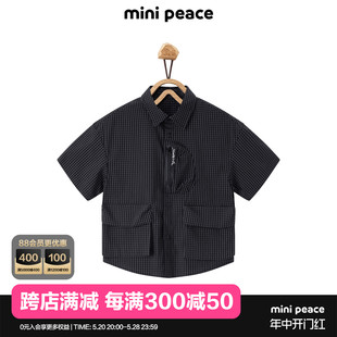 minipeace太平鸟童装 条纹 专柜同款 衬衫 衬衣儿童夏装 男童短袖