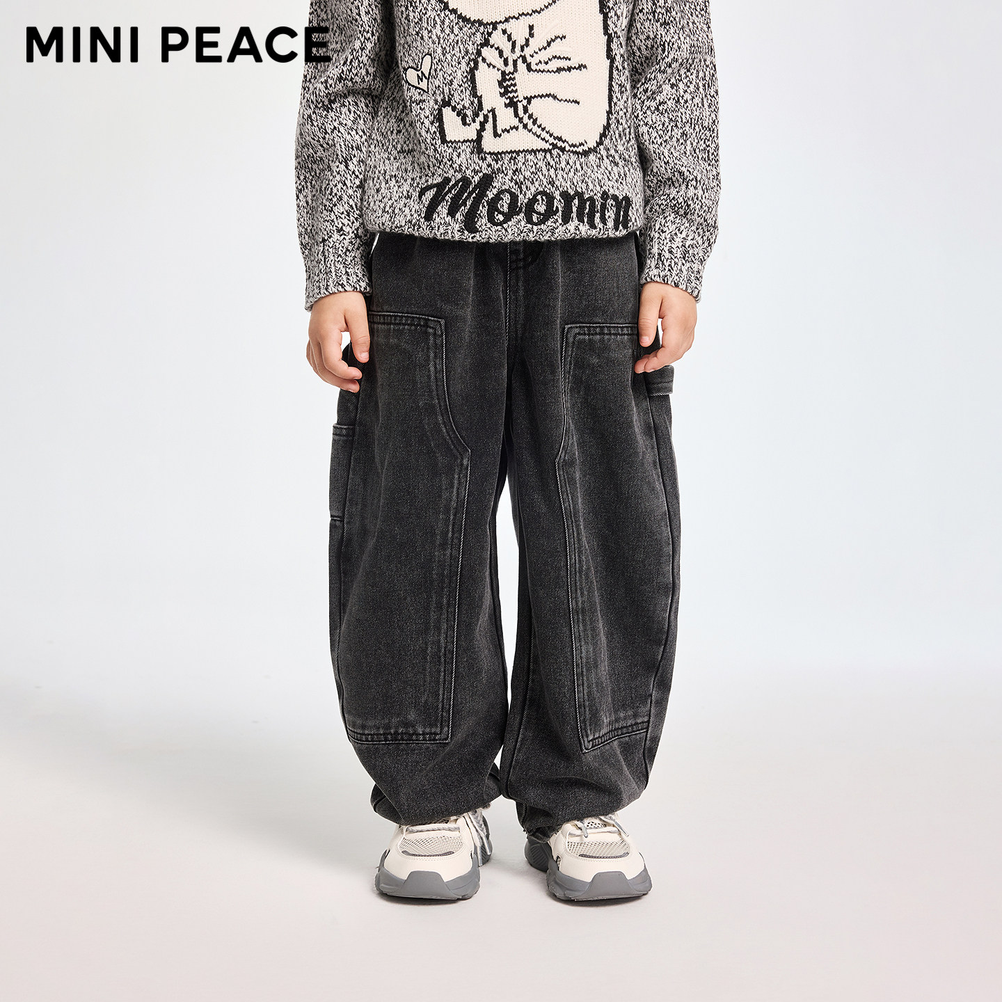 【专柜同款】MINIPEACE太平鸟童装男童牛仔裤秋冬儿童宽松长裤潮