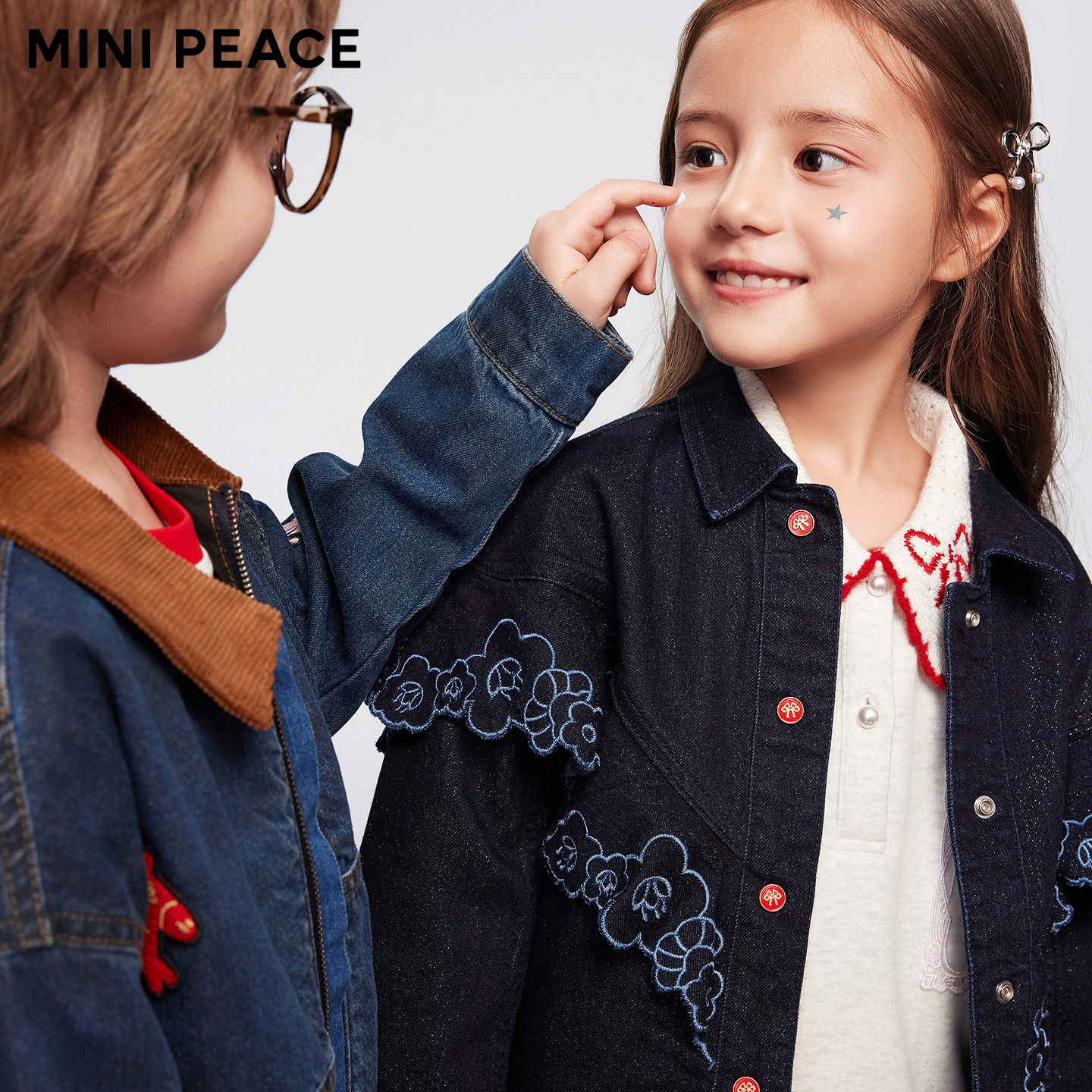 【专柜同款】MINIPEACE太平鸟童装女童斗篷式牛仔外套儿童夹克春