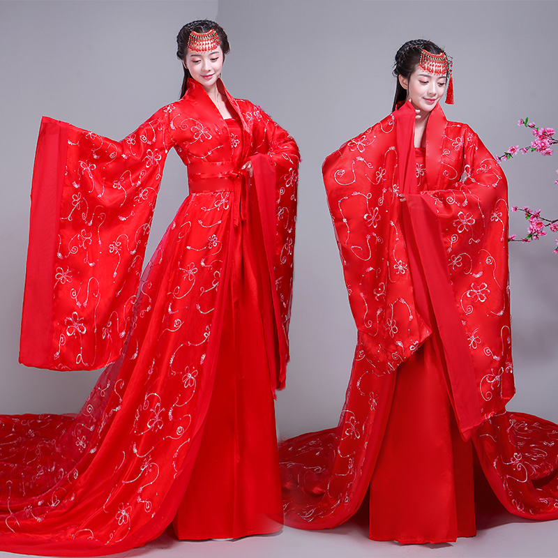 古装汉服仙女贵妃唐朝皇后拖尾演出服女装中式新娘婚服