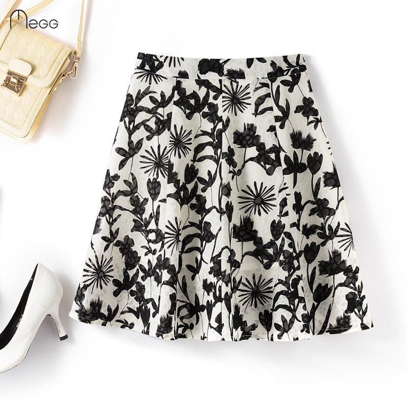 半身裙女夏2023新款高腰显瘦雪纺印花百褶短裙防走光小个子a字裙