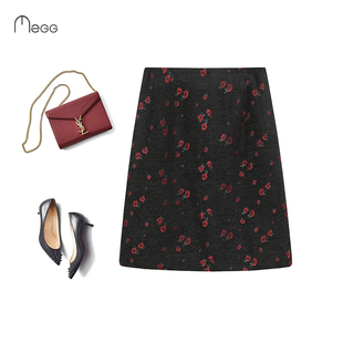 显瘦气质减龄A字半裙 修身 高腰碎花短裙2025秋冬新款 半身裙女大码