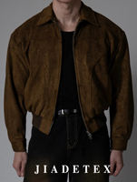 Old Money Style's heavyweight * JIADE* Suede flight jacket for men, a short American casual winter coat thumbnail 4