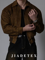 Old Money Style's heavyweight * JIADE* Suede flight jacket for men, a short American casual winter coat thumbnail 6