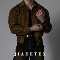 Old Money Style's heavyweight * JIADE* Suede flight jacket for men, a short American casual winter coat thumbnail 3