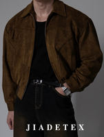 Old Money Style's heavyweight * JIADE* Suede flight jacket for men, a short American casual winter coat thumbnail 5