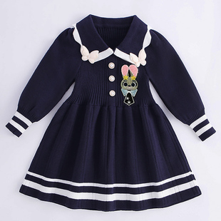 女童秋装 宝宝公主裙朱迪兔子警官连衣裙高品学院风 毛衣裙2025新款