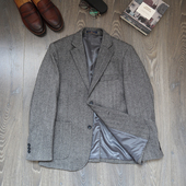 休闲男士 经典 西服外套 英伦复古羊毛粗花呢人字纹西装 CAILENOW