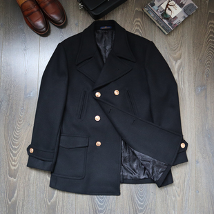 CAILENOW COAT复古绅士双排扣派克短大衣 秋冬加厚羊毛呢海军PEA