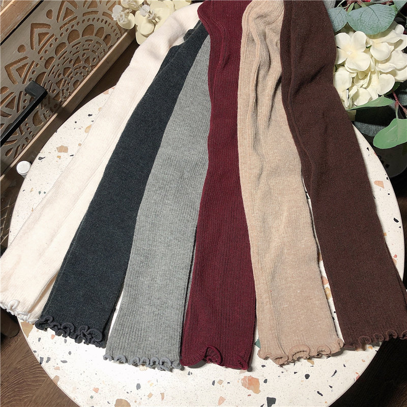 春秋季针织连脚裤女士九分裤打底裤针织弹力大地色森系木耳边坑条,女士内衣/男士内衣/家居服,连裤袜/打底袜,淘宝优惠券,粉丝福利购,淘宝优惠卷