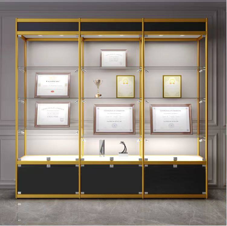 荣誉奖牌奖杯玻璃展示柜产品饰品玉器货架化妆品模型办公室陈列柜