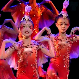 新款鲤鱼跃龙门舞蹈表演服动物造型亮片舞台演出服装道具小荷风采