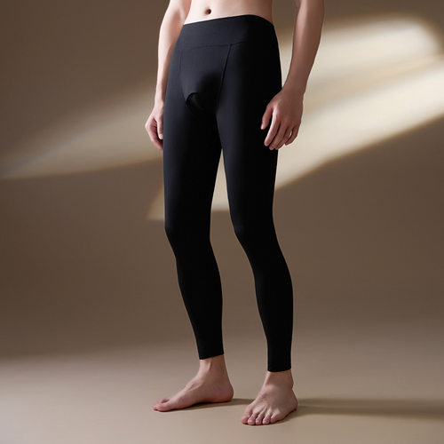 秋冬保暖横开口男士打底裤机车芭比鸟巢大码秋裤瑜伽防风九分裤男