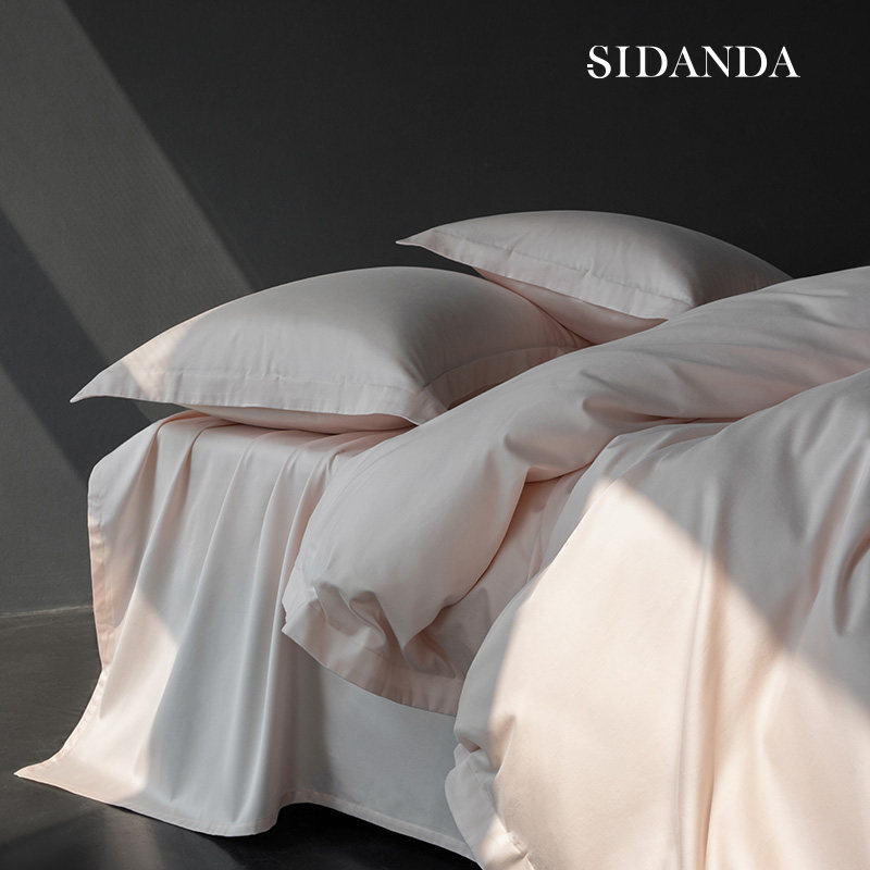 SIDANDA100支全棉磨毛四件套秋冬纯色简约保暖套件床单床笠纯棉