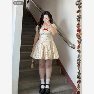 少女可爱显瘦裙子 大码 法式 波点蓬蓬裙甜美公主收腰连衣裙夏季 新款