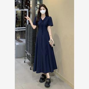 气质短袖 女装 法式 显瘦甜美温柔裙子潮 连衣裙修身 胖mm夏季 大码 新款
