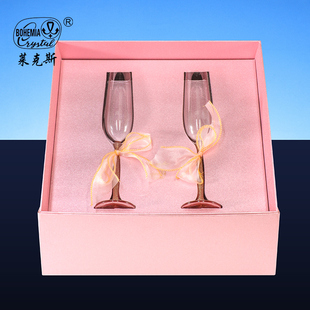 结婚礼物水晶玻璃香槟杯礼盒装无铅高脚杯送礼高颜值香槟酒杯套装
