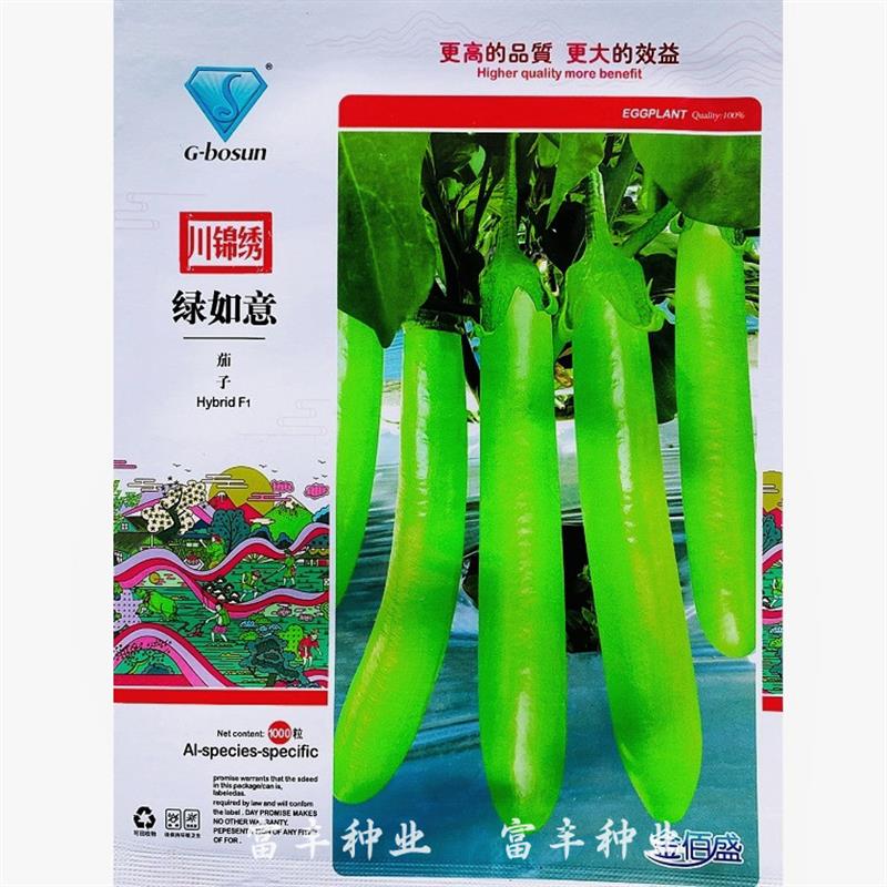 绿美人茄子种子早熟杂交一代油绿光亮长绿茄子种籽抗病春秋季种