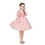 女童加厚加绒礼服公主裙长袖小女孩花童婚礼儿童钢琴演出服秋冬季