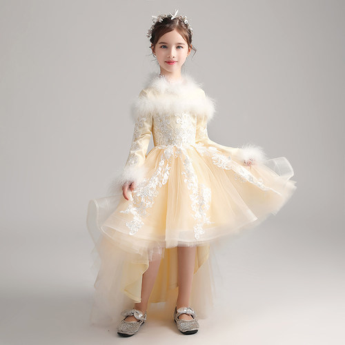 公主裙女童长袖生日小小花童冬季