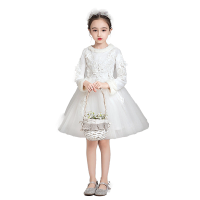 女童白色礼服公主裙长