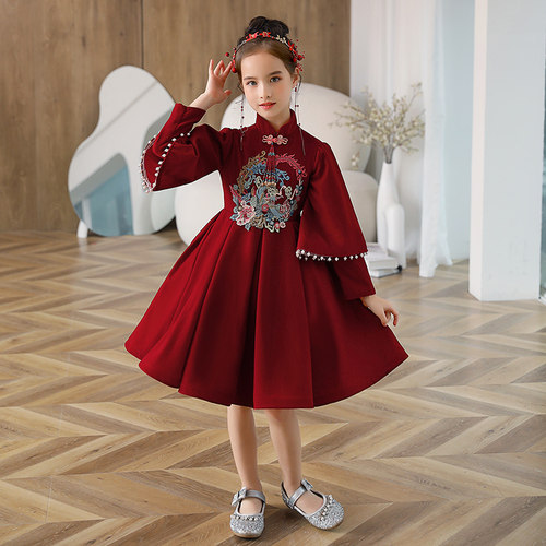 中式生日花童公主裙儿童礼服