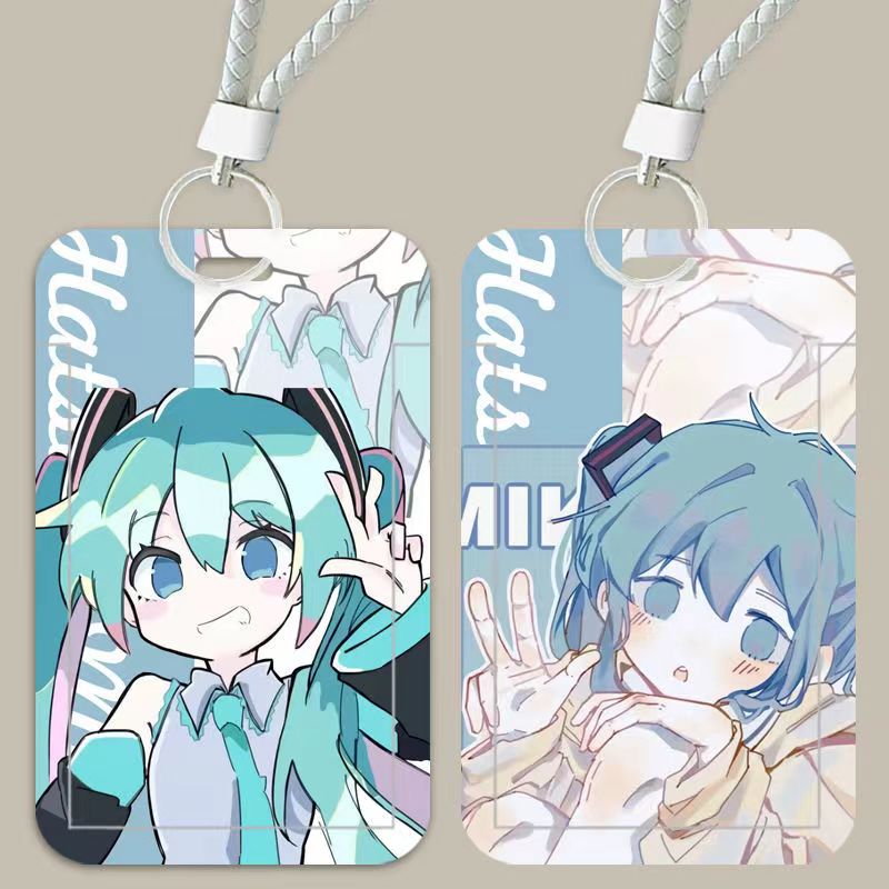 初音未来可爱周边卡套校园卡学生饭卡门禁卡公交卡厂牌保护壳挂绳
