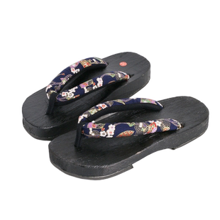 中式木屐女款国风木拖鞋黑色黑烧黑涂人字拖COS夹脚圆头拖鞋