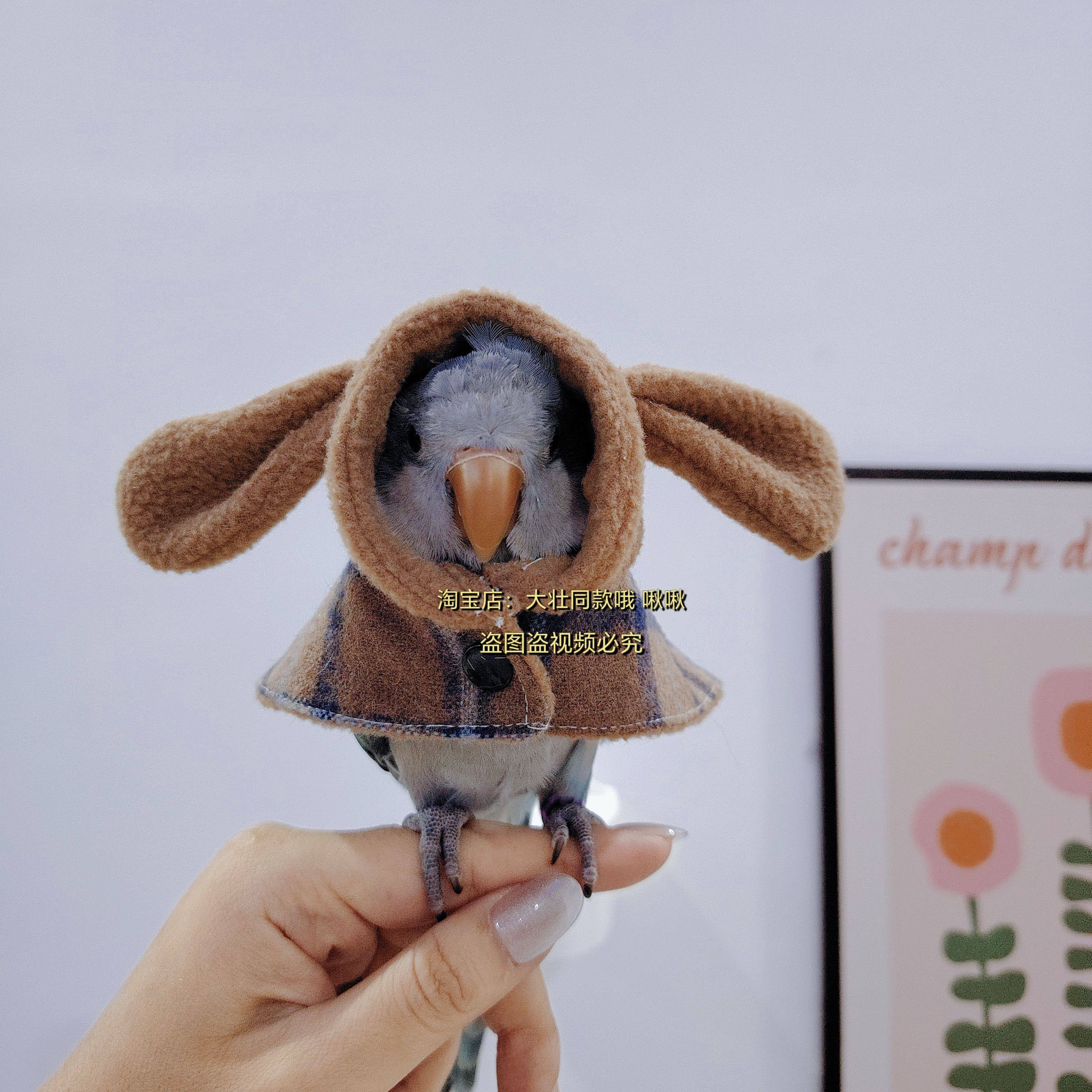 棕色款鹦鹉披风斗篷鸟衣服玄凤加厚保暖毛茸茸 宠物小斗篷