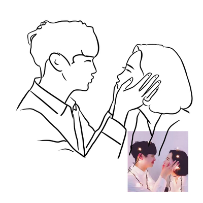 代画照片转手绘漫画人像简笔画雕刻掐丝珐琅diy线条图案线稿代画