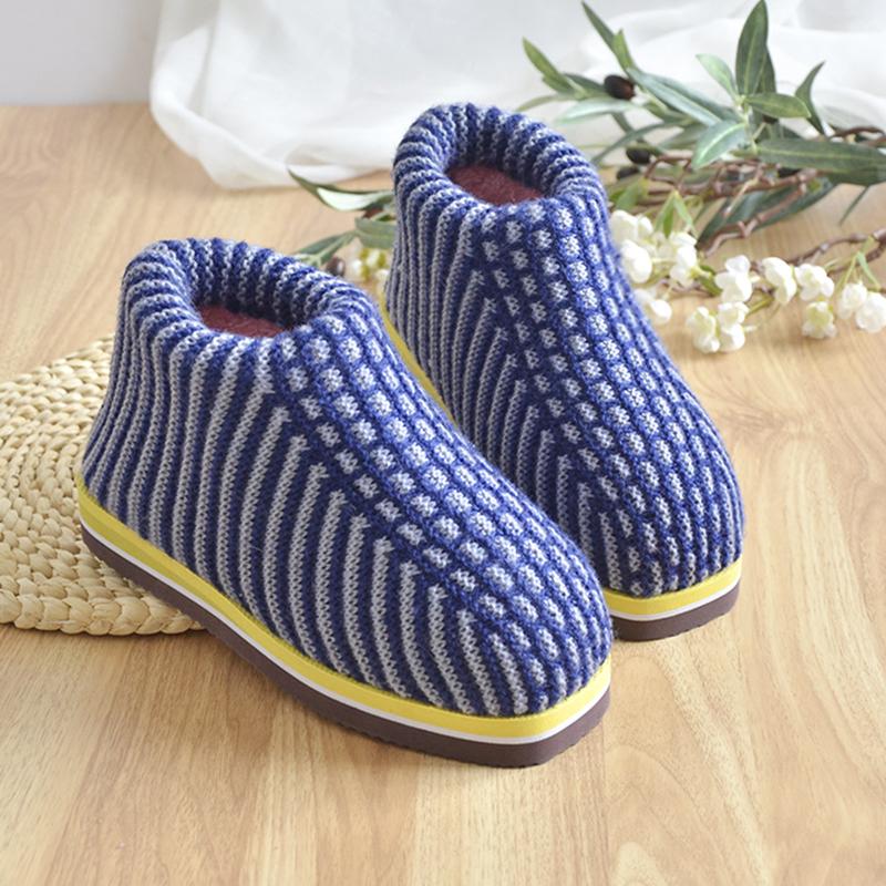 新款毛线手工棉鞋加绒加厚