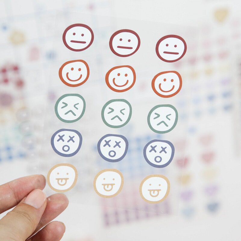 一口夏天表情贴纸可爱笑脸小清新气泡装饰ins风手帐少女儿童手账