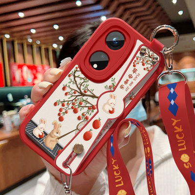 适用oppoa1pro手机壳新款A1女A1x外壳oppa小羊皮硅胶软壳pp0斜挎腕带a1s苹安喜乐A1活力版支架a1i防摔保护套