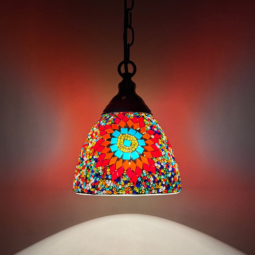 餐厅吧台手工彩色玻璃吊灯