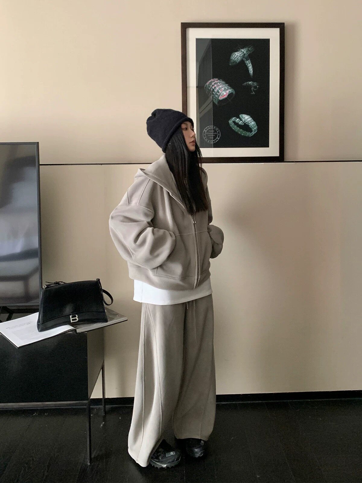 大码春季新款时尚洋气显瘦两件套女韩版休闲运动卫衣阔腿裤套装