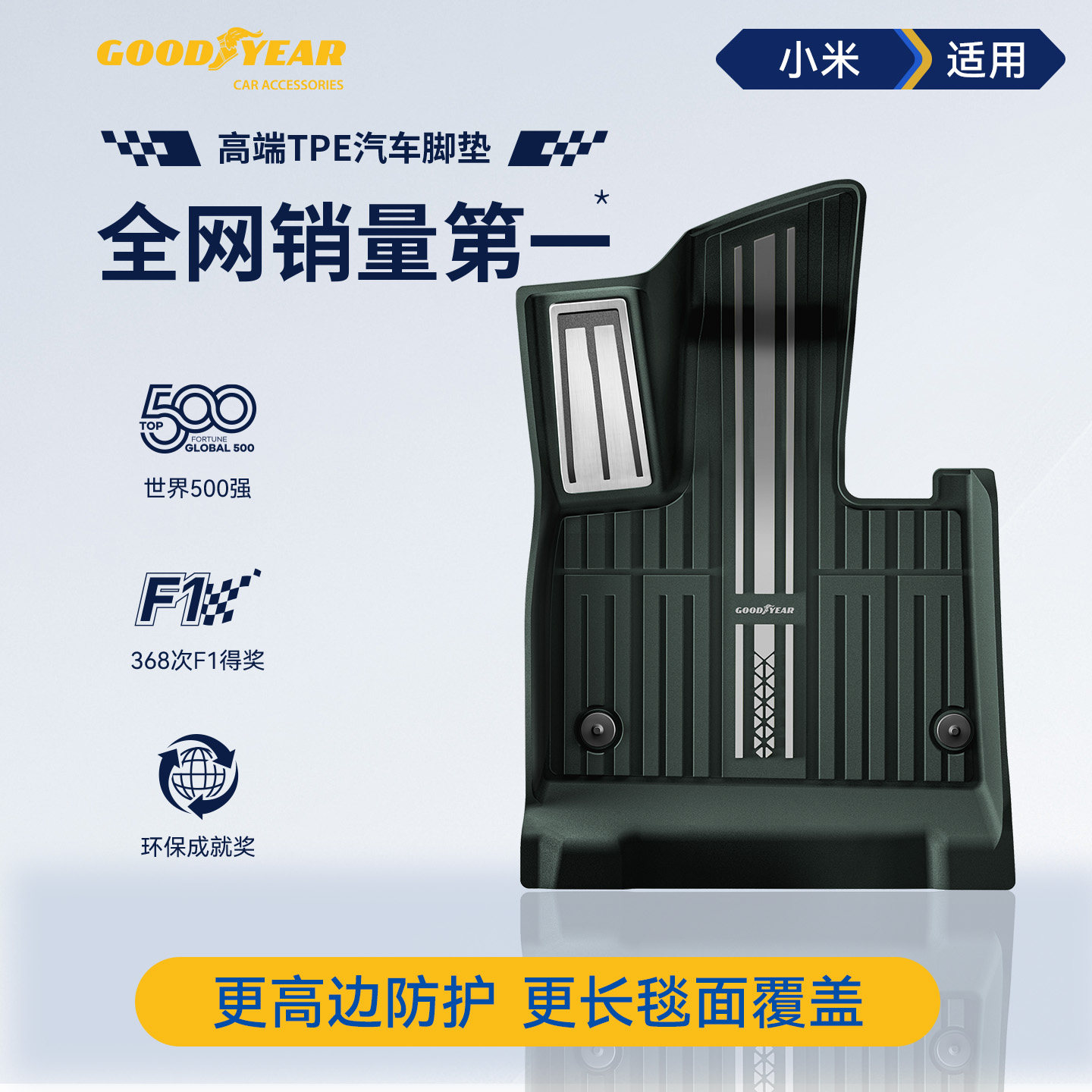 固特异全TPE脚垫适用小米YU7GT标准版脚垫汽车绿色地垫后备箱配件