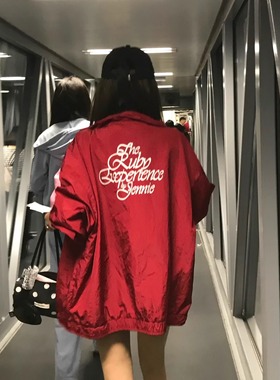 Oh！Me Tell【jennie金智妮科切拉同款】后背印花拉链夹克红外套