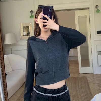 智妮同款拼色针织外套