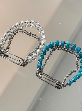 叠带双层别针串珠手链项链
