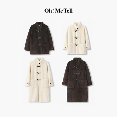 羊毛皮毛一体牛角扣大衣