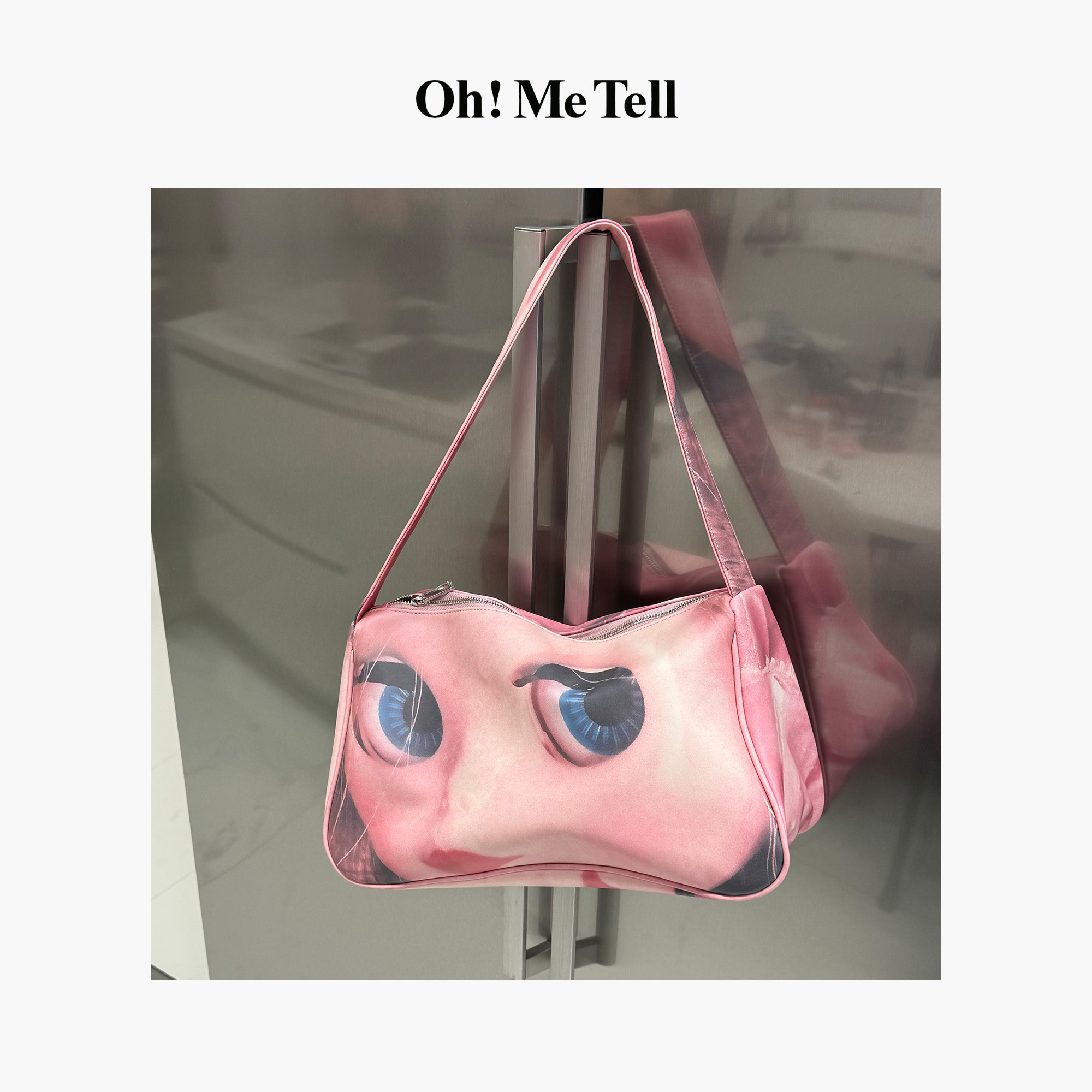 千禧大眼娃娃印花单肩包