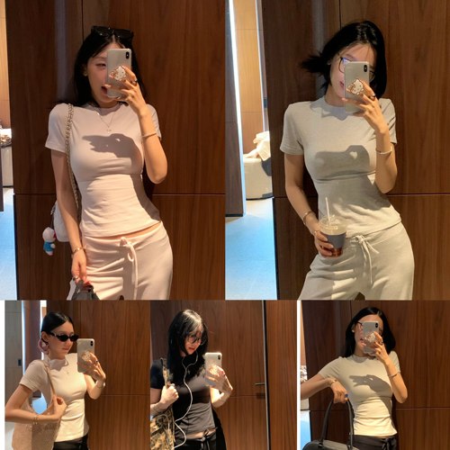 弹力修身显瘦短袖T恤女