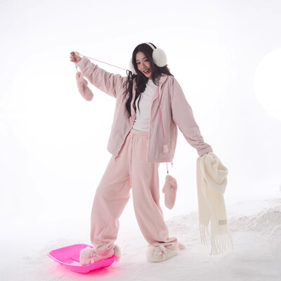 摇粒绒拉链外套休闲裤套装